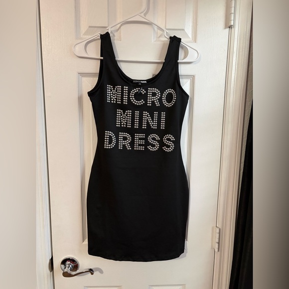 Fashion Nova Dresses & Skirts - Fashion Nova Black Bodycon Mini Dress with Silver Stud Text